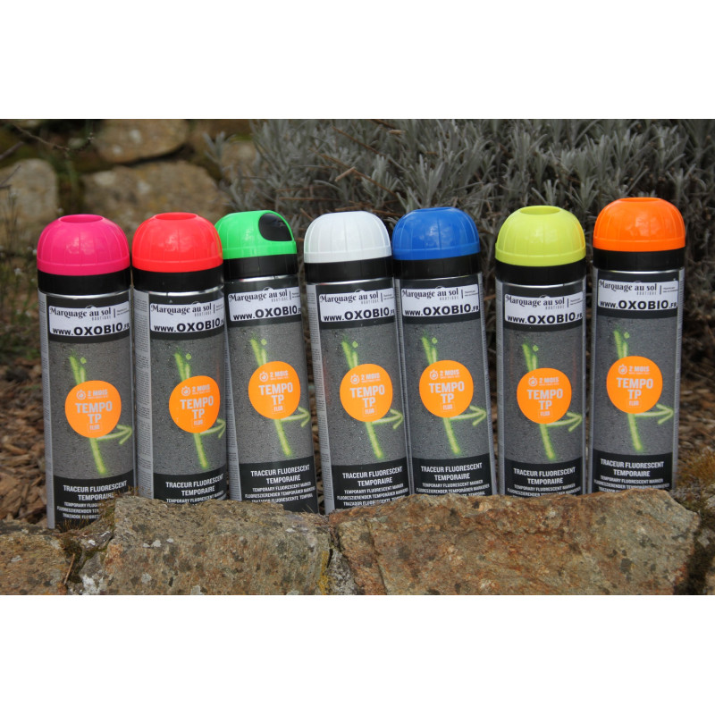 Bombe Peinture Marquage au sol temporaire 30 jours - 7 couleurs disponibles Bombe Peinture Marquage au sol temporaire 30 jours - 7 couleurs disponibles