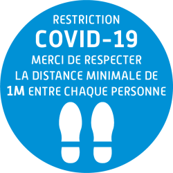 Sticker "Covid-19" merci de respecter la distance minimale d'un mètre entre chaque personne lot de 10