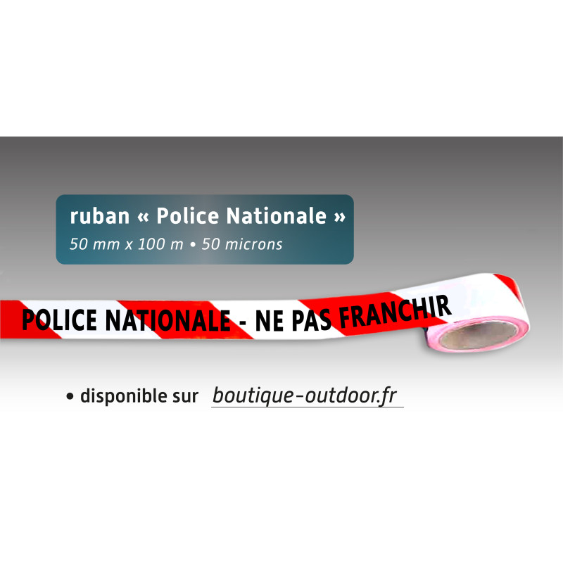 Rubalise plastique rouge/blanc signalisation "police nationale ne pas franchir" 50mm*100m
