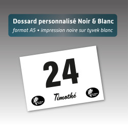 Dossard personnalisé 10*14cm noir et blanc