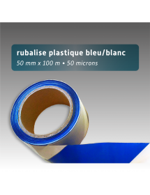 Rubalise plastique 50mm*100m blanc et bleu