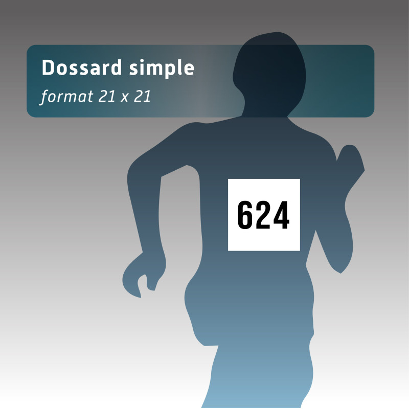 dossard personnalisé, indéchirable  21*21cm , Tyvek noir et blanc