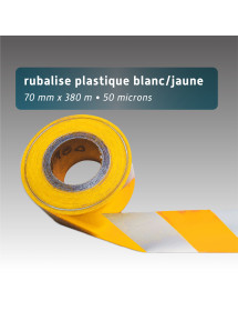 Rubalise de chantier en plastique recyclée 70mm*380m jaune et blanche