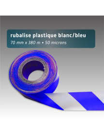 Rubalise de chantier en plastique recyclé 70mm*380m bleue et blanche