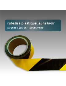 Rubalise plastique 50mm*100m noire et jaune