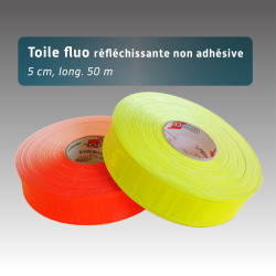 Toile fluo réfléchissante 25mm*50m - non autocollante - Ruban de nuit - 2 couleurs