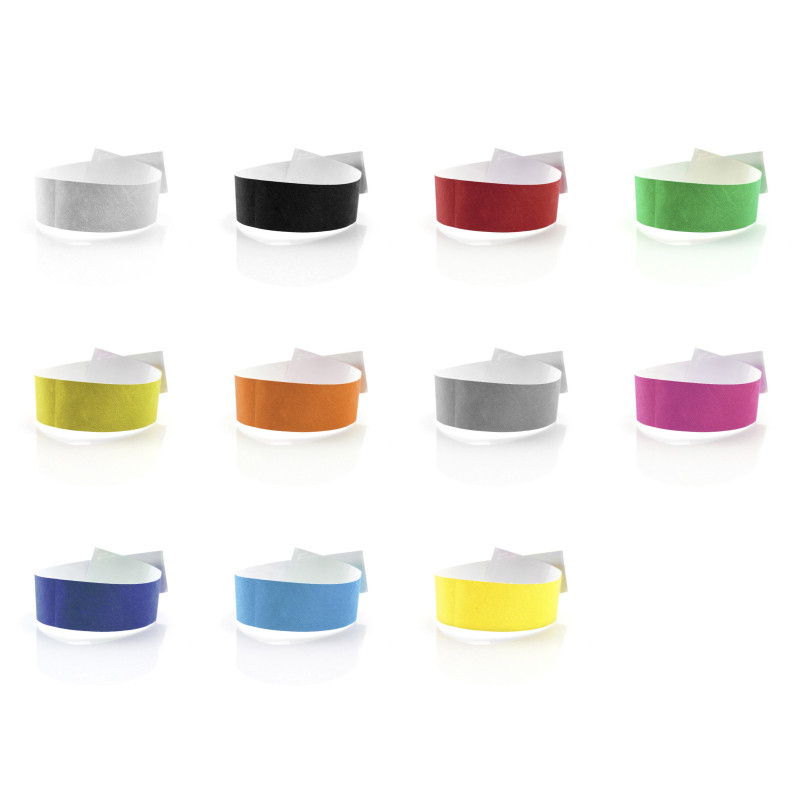 Bracelet Tyvex fermeture adhésive - 11 couleurs disponibles - personnalisable Bracelet Tyvex fermeture adhésive - 11 couleurs disponibles - personnalisable