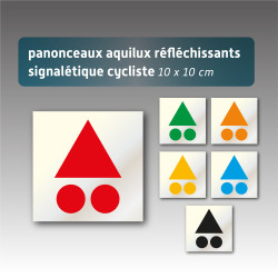 Panonceaux signalétique cycliste réfléchissants – 6 coloris – 10 x 10 cm