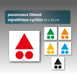 Panonceaux signalétique cycliste en dibond - 6 coloris disponibles