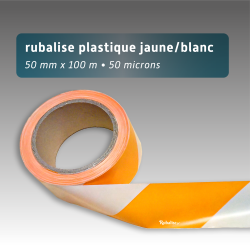 Rubalise plastique 50mm*100m blanc et jaune