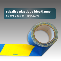 Rubalise plastique 50mm*100m bleu et jaune