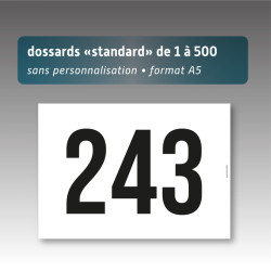 dossards - format A5 - numérotés de 1 à 500