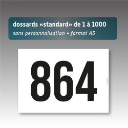 dossards - format A5 - numérotés de 1 à 1000