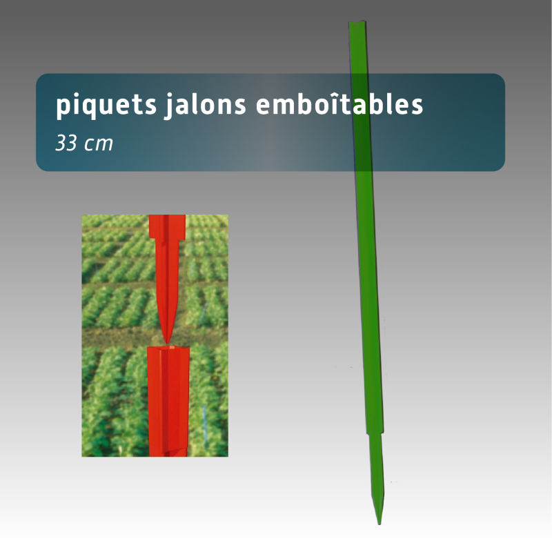 Lot 50 Piquets jalonette emboitable en plastique - 33 cm