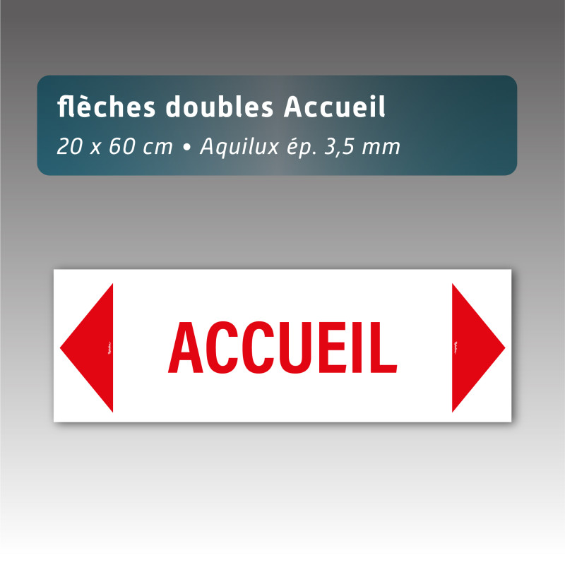Flèche Aquilux Double « Accueil » 20x60 cm – Signalétique Directionnelle Sur Devis
