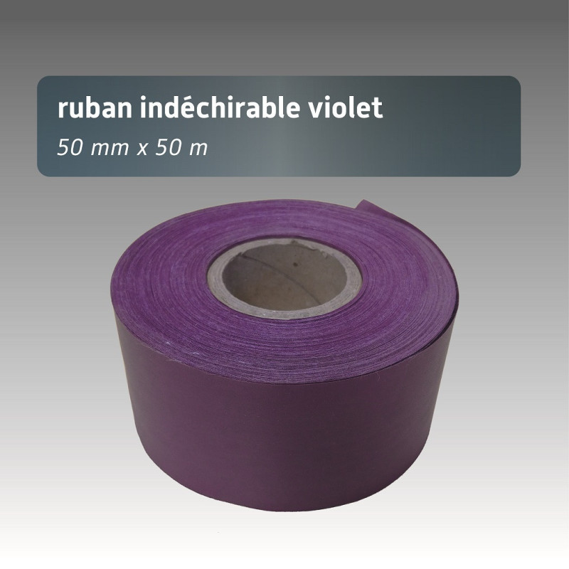 Ruban indéchirable violet 50 mm x 50 m résistant et recyclable