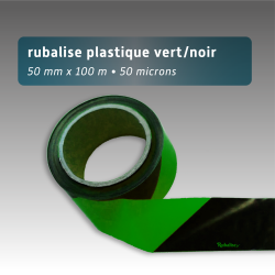 Rubalise de Chantier Plastique Noir/Vert 50 mm x 100 m | Balisage Sécurité