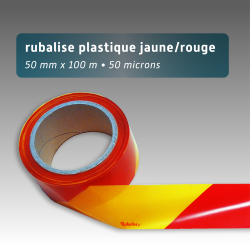 Rubalise de Chantier Plastique Rouge/Jaune 50 mm x 100 m | Balisage Sécurité