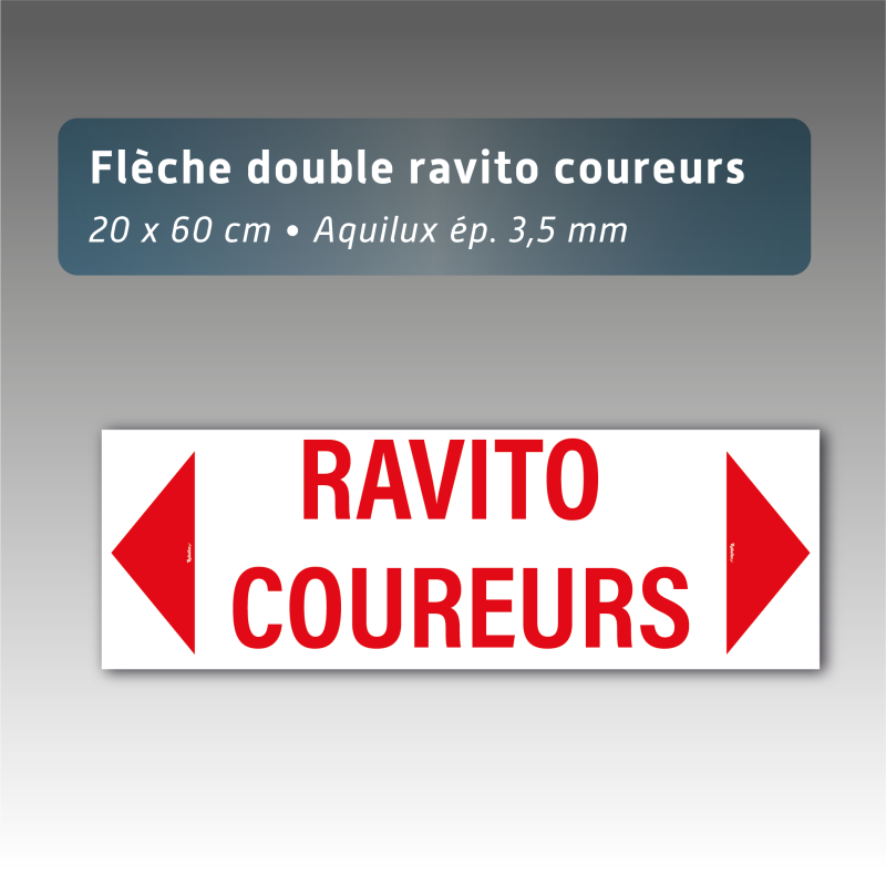 Panneau Double Flèche Ravito Coureurs Aquilux 20x60 cm
