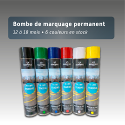 Bombe de marquage tracing pro peinture permanente - lignes de signalisation - 12 à 18 mois - 7 coloris
