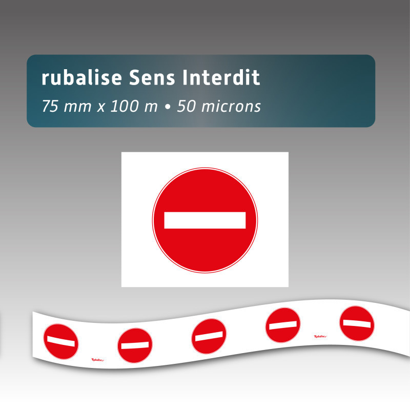 Rubalise plastique "Sens interdit" 7,5 cm x 100 m