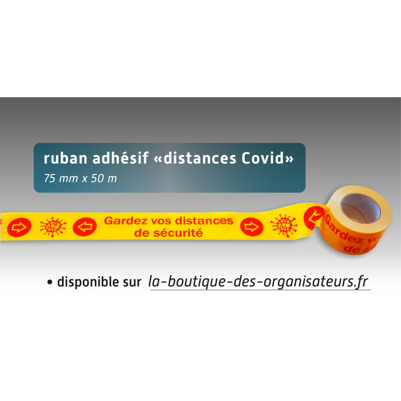 Rubalise adhésive toilée Gardez vos distances 75 mm x 250 m | Signalisation au sol
