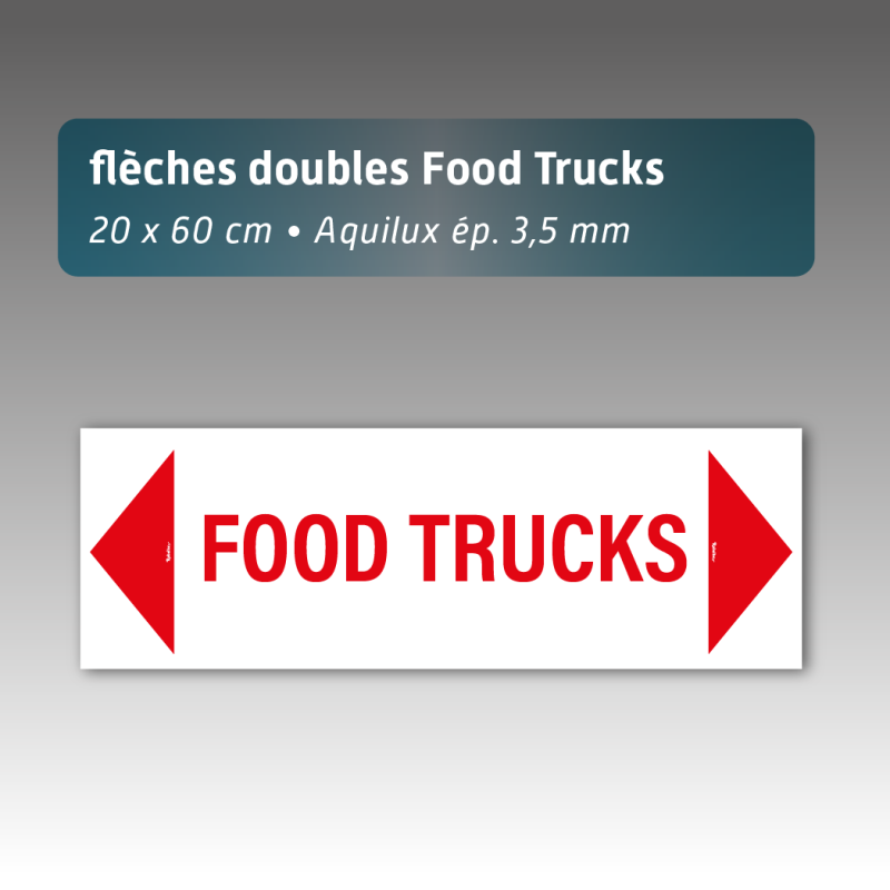 Flèche Aquilux double panneau "Food Truck" 20 × 60 cm – épaisseur 3,5 mm