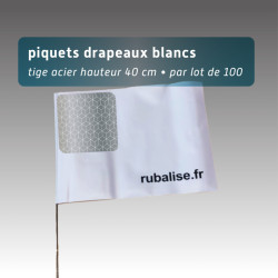 Piquet drapeau de signalisation 40 cm tige acier - lot de 100 - avec pastille réfléchissante