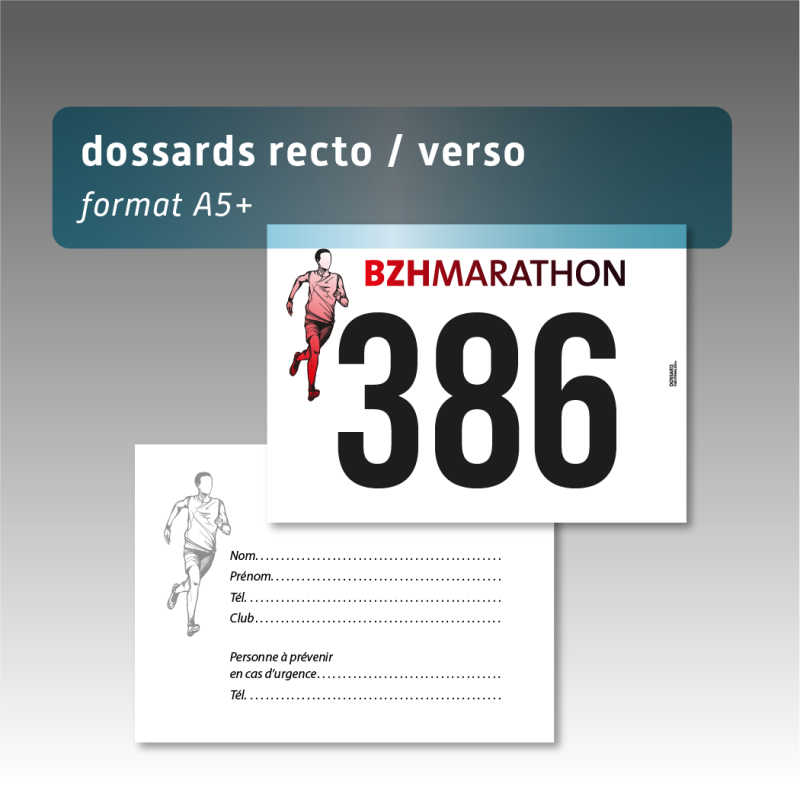 Dossard A5+ personnalisé avec verso | Course & Trail