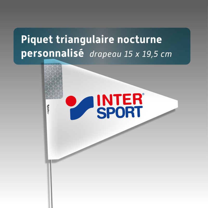 Piquet rubalise triangulaire personnalisé - avec pastille de nuit