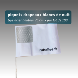 Piquet drapeau de signalisation 75 cm tige acier - lot de 100 - pvc - avec pastille réfléchissante