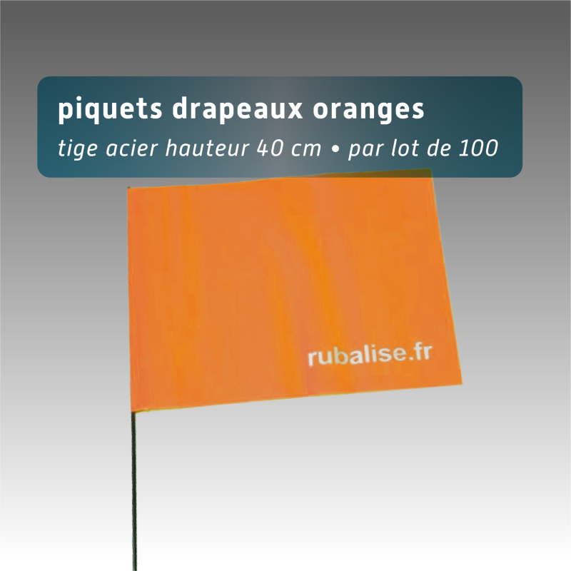 Piquet drapeau de signalisation 40 cm tige acier - lot de 100 - 5 couleurs