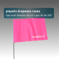 Piquet drapeau de signalisation 40 cm tige acier - lot de 100 - 5 couleurs