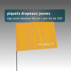 Piquet drapeau de signalisation 40 cm tige acier - lot de 100 - 5 couleurs