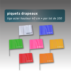 Piquet drapeau de signalisation 40 cm tige acier - lot de 100 - 5 couleurs