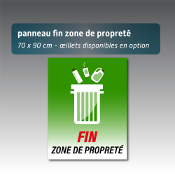 Panneau « Fin de zone de propreté » - Aquilux 70 x 90 cm